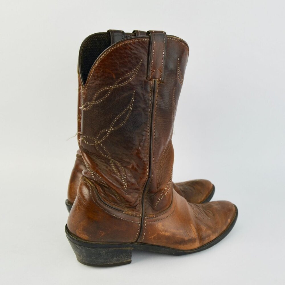 Vintage Vulcan Men's Brown Leather Cowboy Boots - Picture 2 of 8